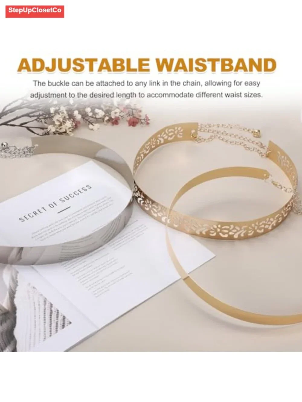 Adjustable Metal Waist Chain Belt for Dresses, Skirts, Jeans